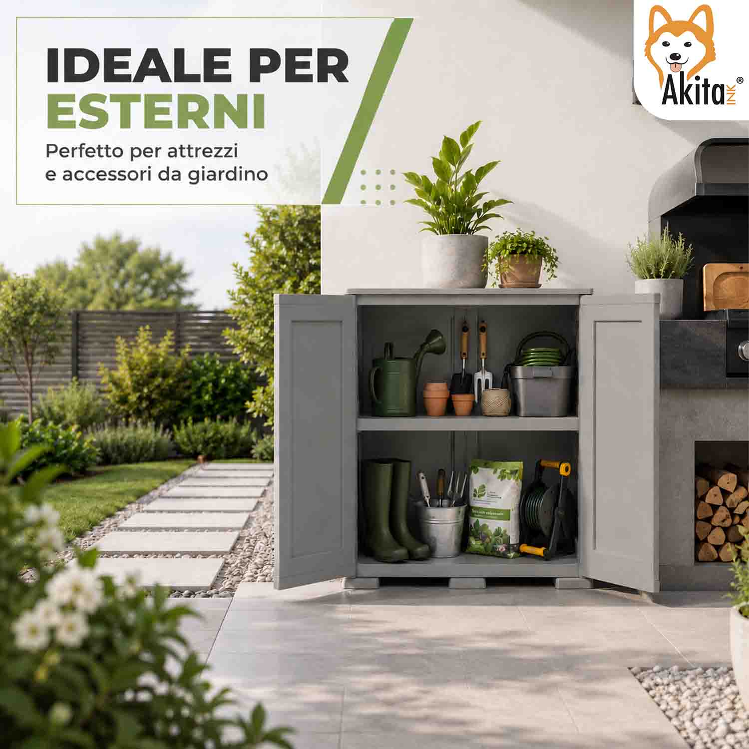 Akitaink Armadio Simplex Basso 1 Ripiano Grigio foto 5