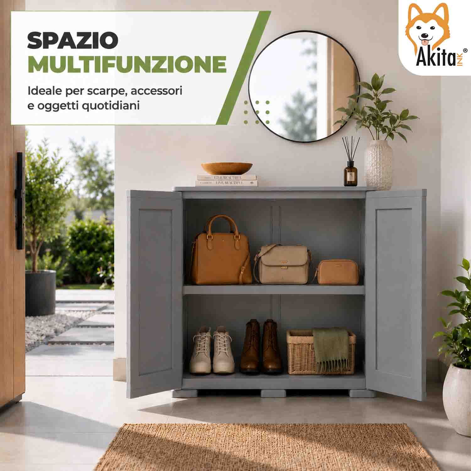 Akitaink Armadio Simplex Basso 1 Ripiano Grigio foto 4
