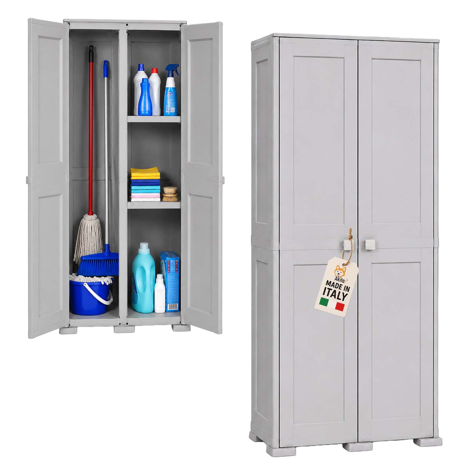 Akitaink armadio portascope simplex con 1 ripiano grigio.