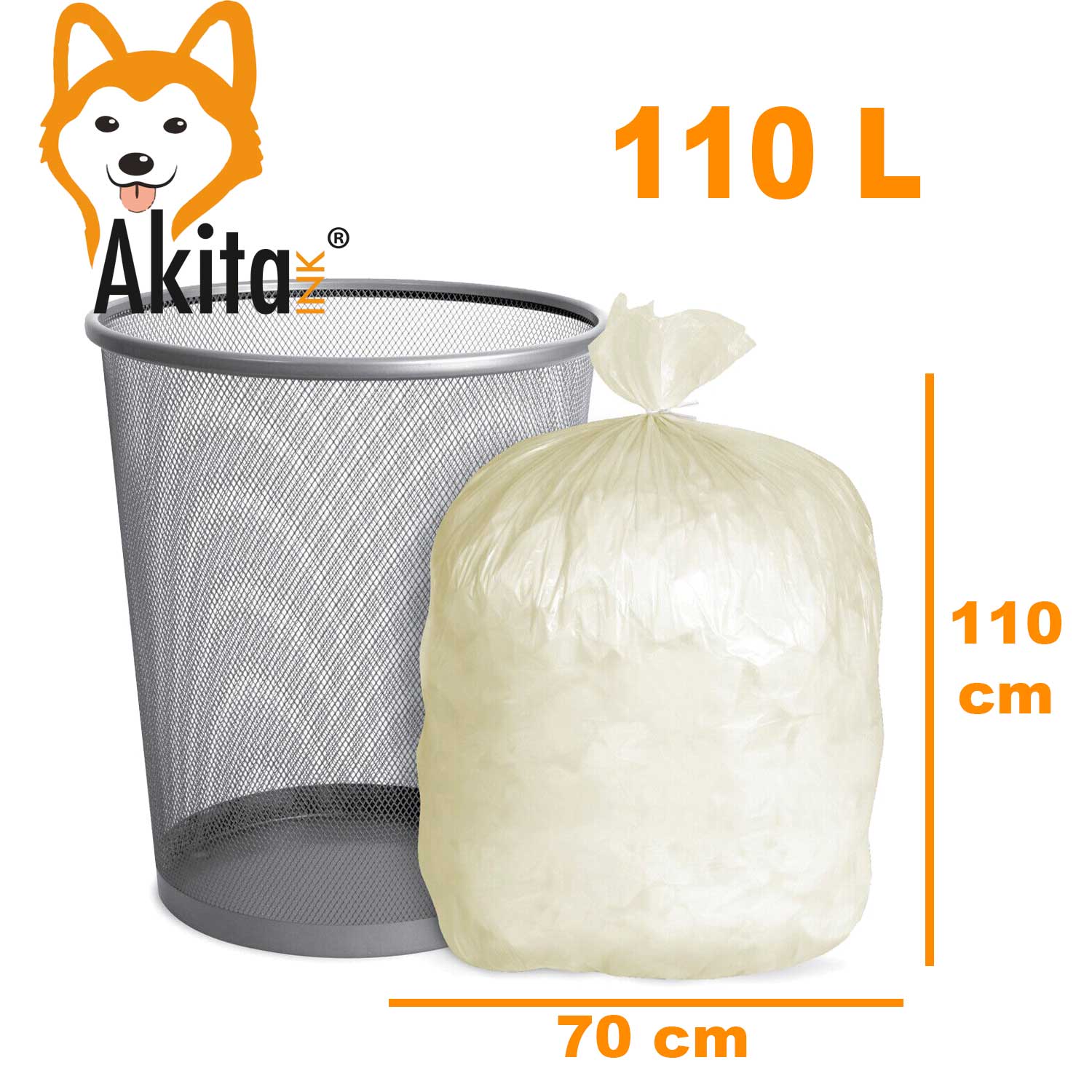 AkitaInk, 80 sacchi per pattumiera 70X110 Sacchi Alta Resistenza, 110L foto 5