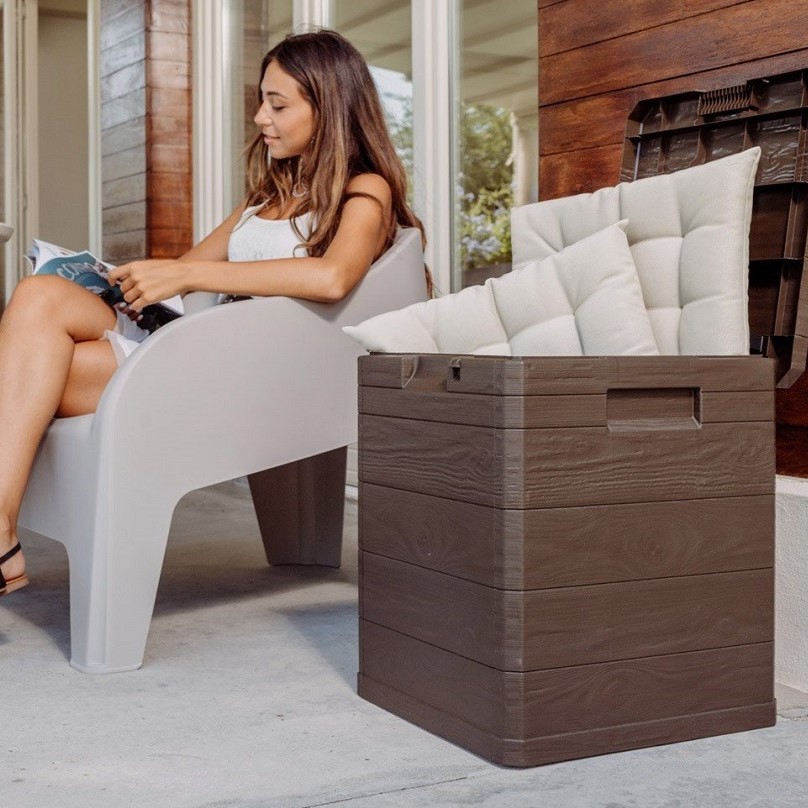 Toomax Baule Esterno 90L Plastica Effetto Legno Marrone foto 5