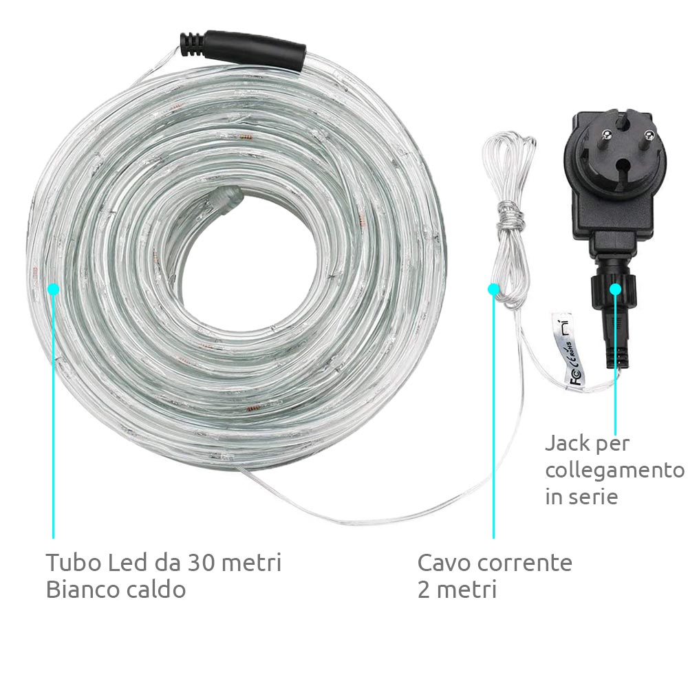 Tubo luci Led per addobbi di natale 30m bianco freddo ideale per Interno Esterno foto 5