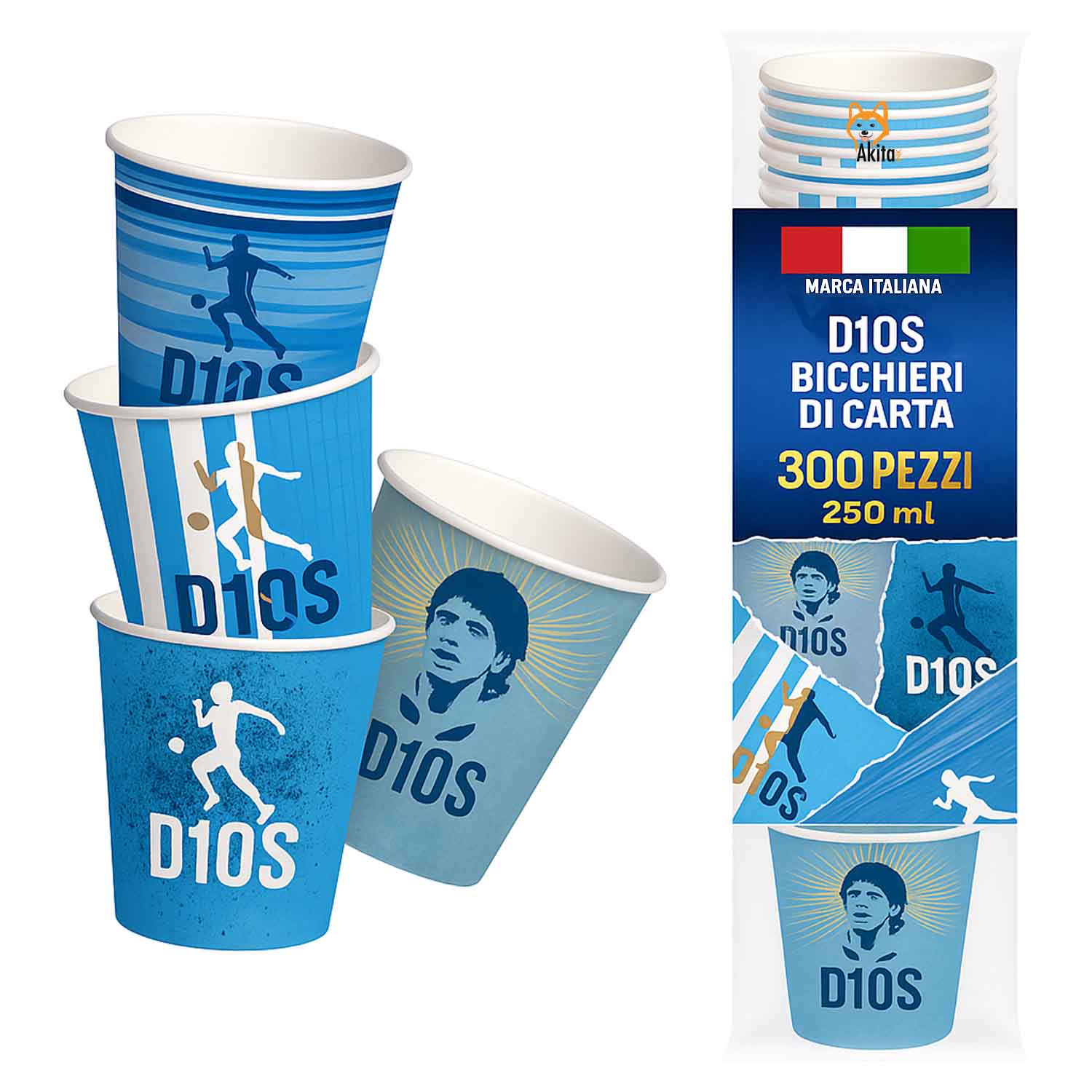 Bicchieri D1OS 250 ml - 300 Pezzi Monouso Calcio foto 2