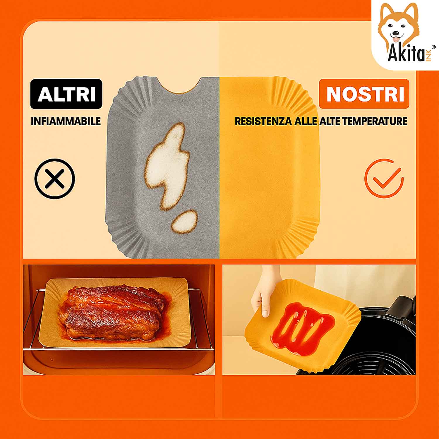 Carta Forno Friggitrice Aria 200 Fogli Quadrati 16-20cm foto 5