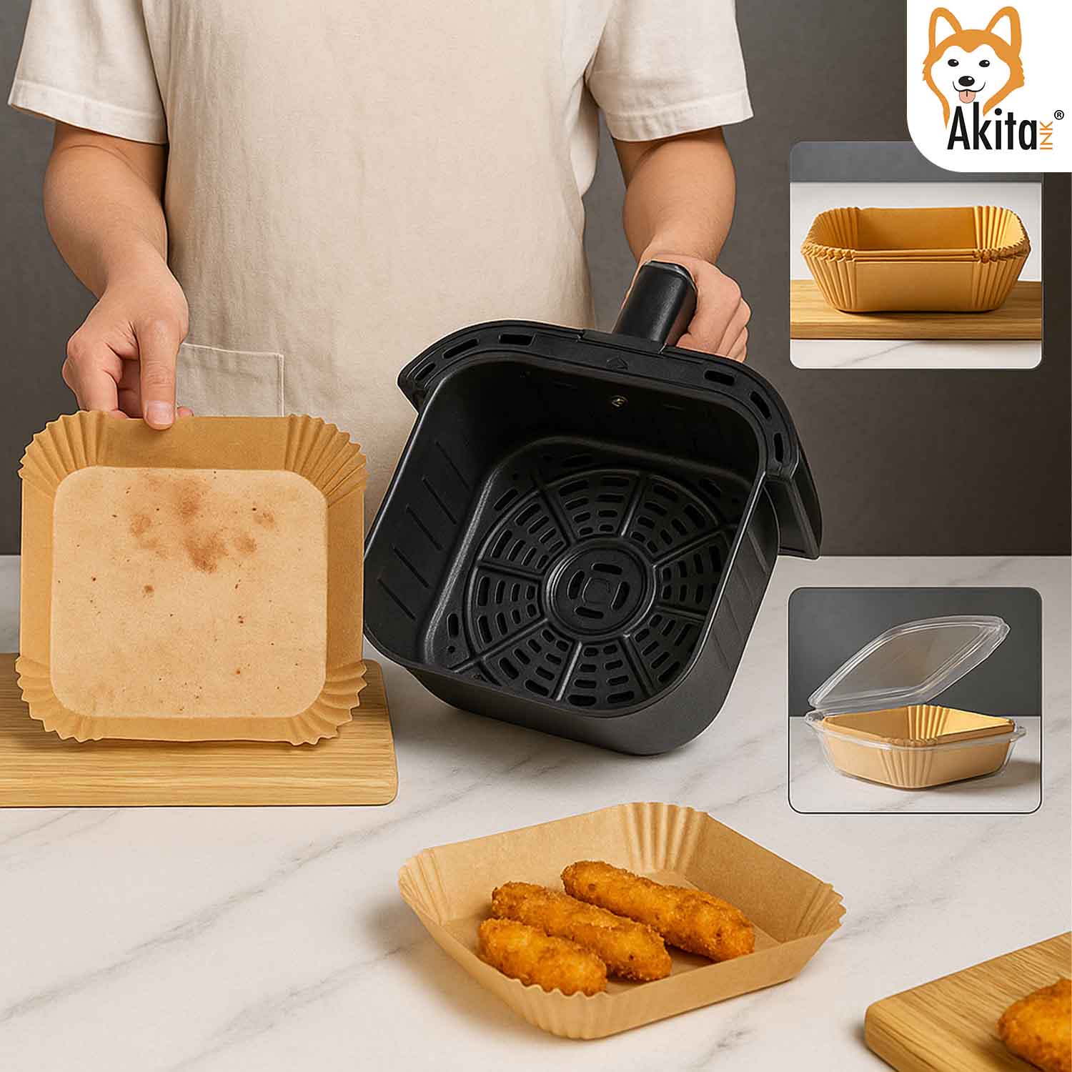 Carta Forno Friggitrice Aria 200 Fogli Quadrati 20-24cm foto 5