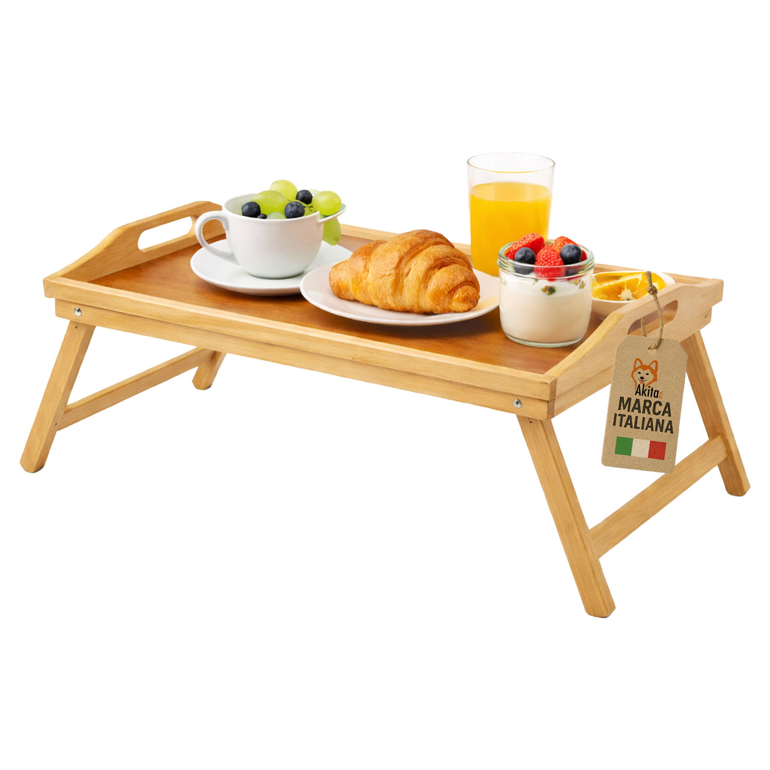 Vassoio tavolino letto pieghevole in bamboo 50x30 cm.
