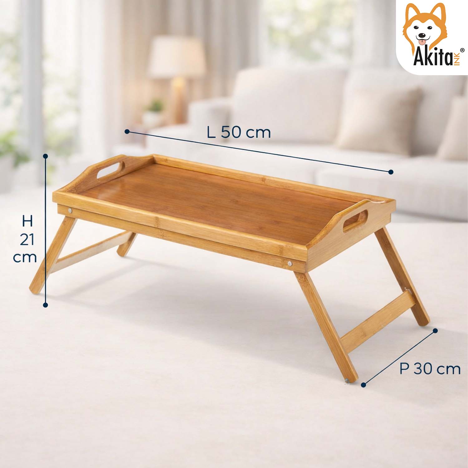 Vassoio Tavolino Letto Pieghevole in Bamboo 50x30 cm foto 5