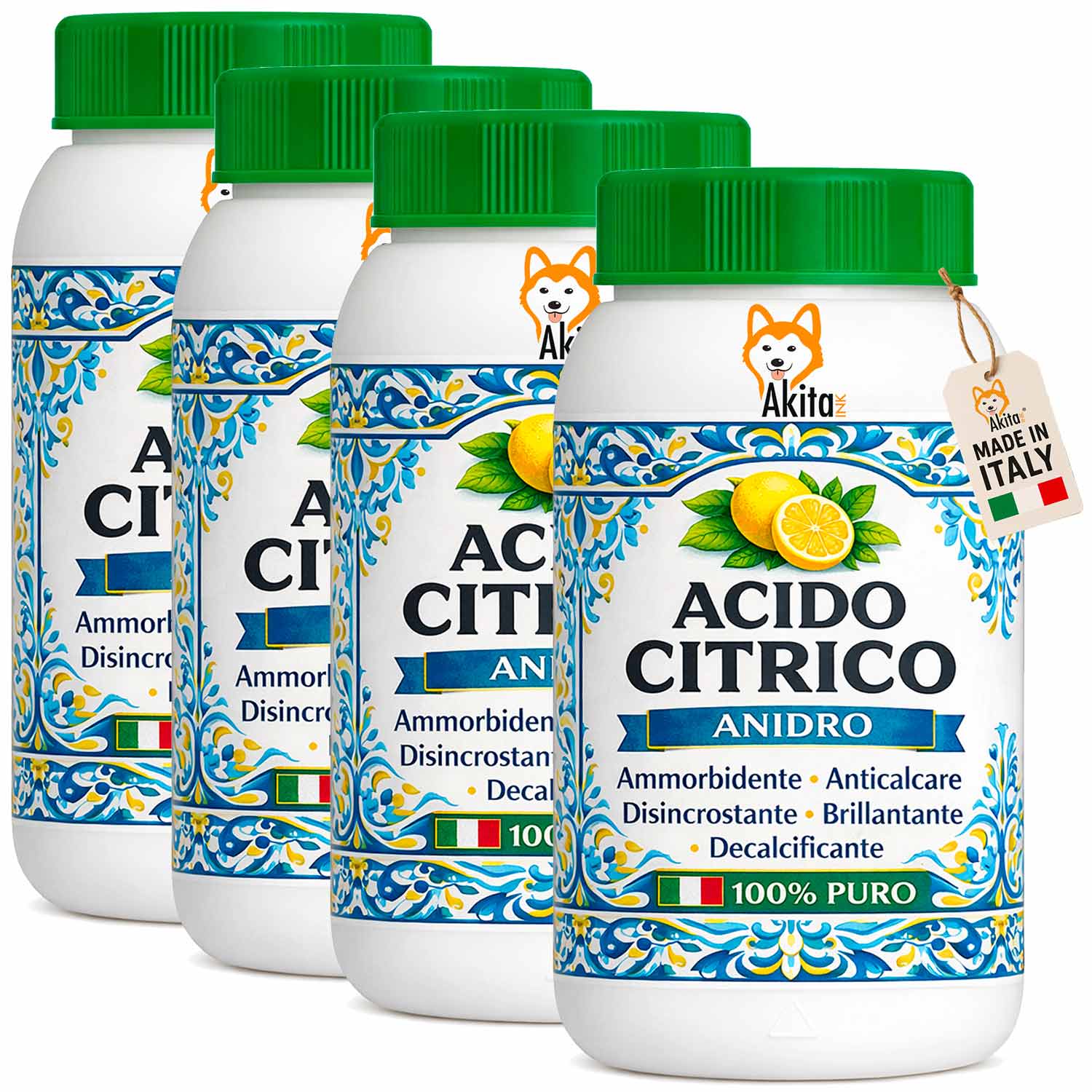 Acido citrico naturale 4kg (4x1kg) - ecologico multiuso.