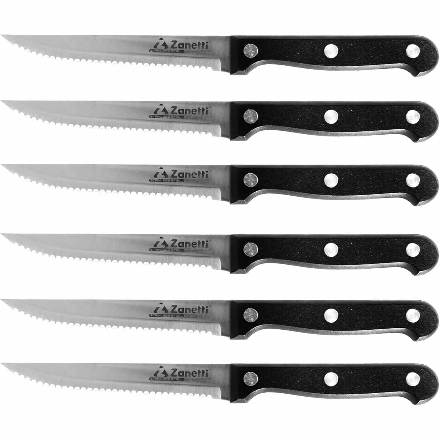 Zanetti set 6 coltelli bistecca classic acciaio inox 11cm.