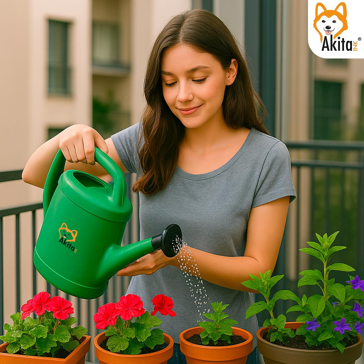 Annaffiatoio 12L Plastica Riciclata Verde per Giardinaggio foto 6