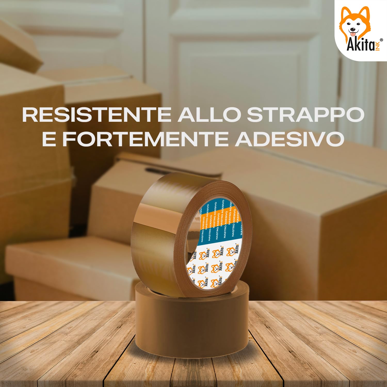 Akitaink Nastro Adesivo Avana 50x66 mt Silenzioso 6 Pezzi foto 3