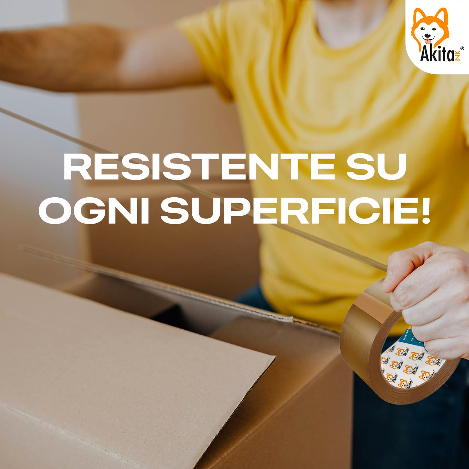 Akitaink Nastro adesivo pacchi imballaggi Avana 50x66 mt Silenzioso 36 pcs foto 5