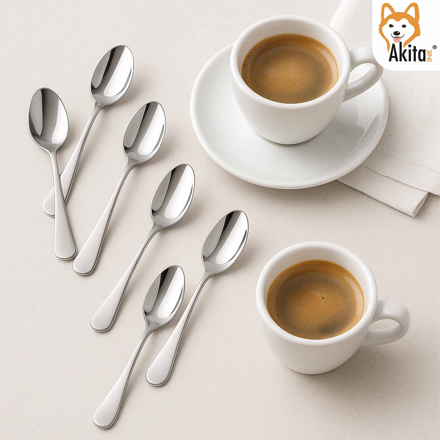 AkitaInk Set 12 Cucchiaini da Moka Boston Inox 18/C foto 3