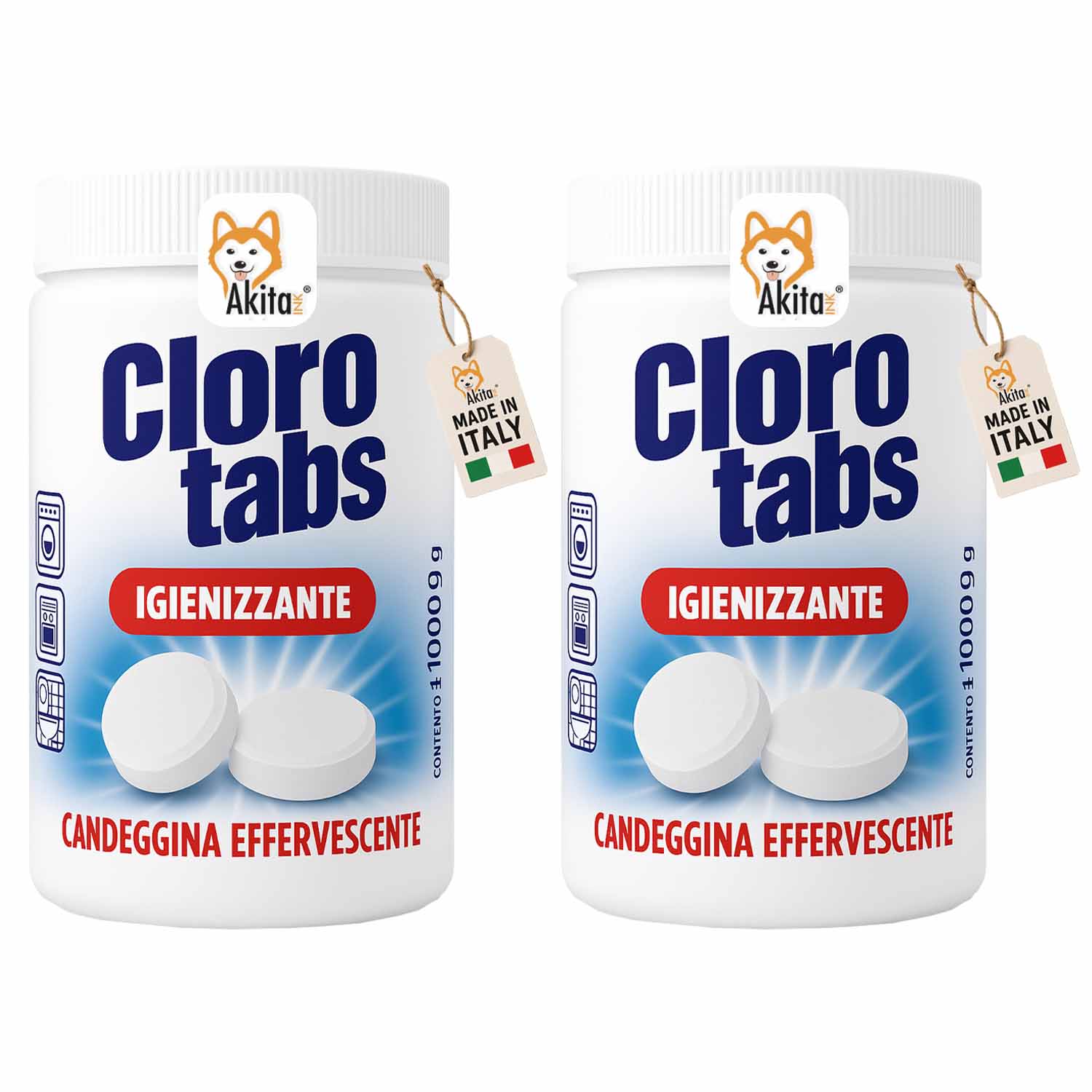 Cloro tabs 2kg - pastiglie multiuso candeggina.