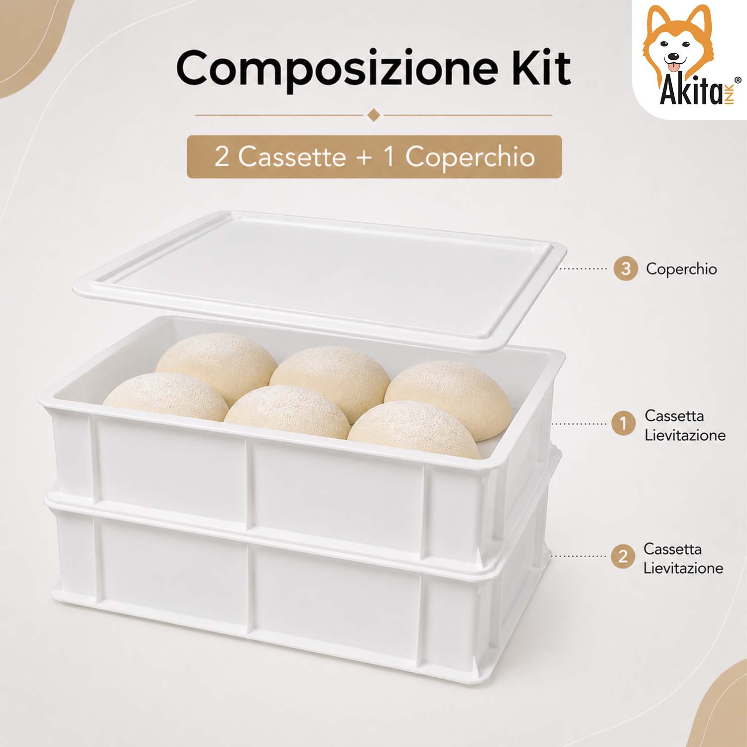 Akitaink Set 2 Portaimpasto per Lievitazione Pizza e Pane foto 3