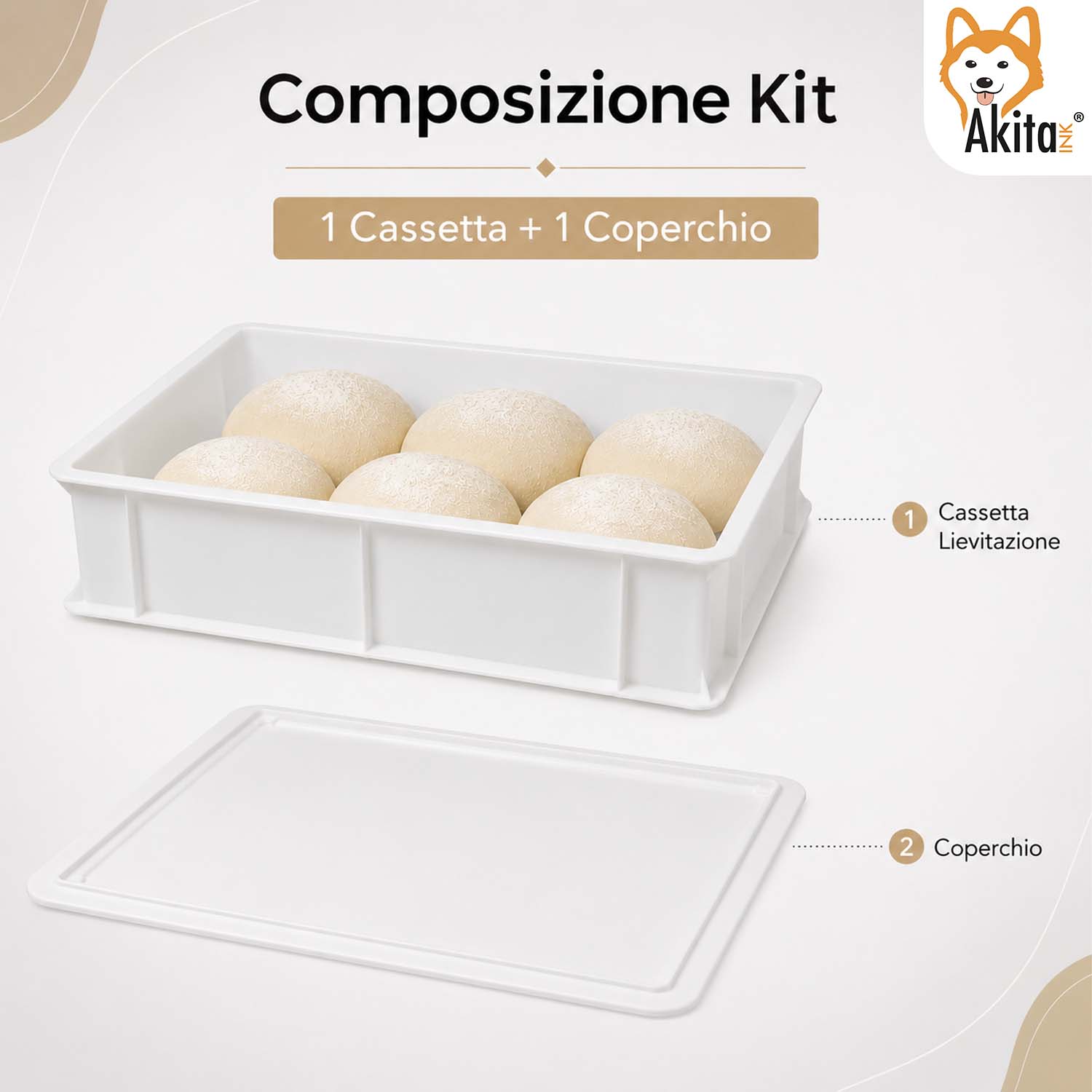 Akitaink Cassetta Lievitazione Pizza Pane Coperchio foto 3