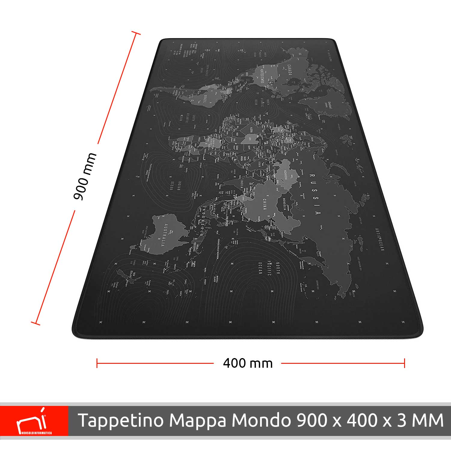 Tappetino mouse xxl mappa mondo 900x400x grande per scrivania antiscivolo  gaming - Nonsoloinformatica
