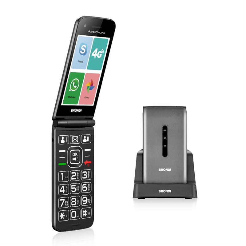 TELEFONO CELLULARE DUALSIM SENIOR BRONDI AMICO FLIP 4G  GREY ITALIA foto 2