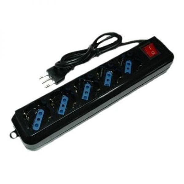PRESA MULTIPLA LINK 5 SCHUKO CON INTERRUTTORE CAVO 1,5MT NERA foto 2