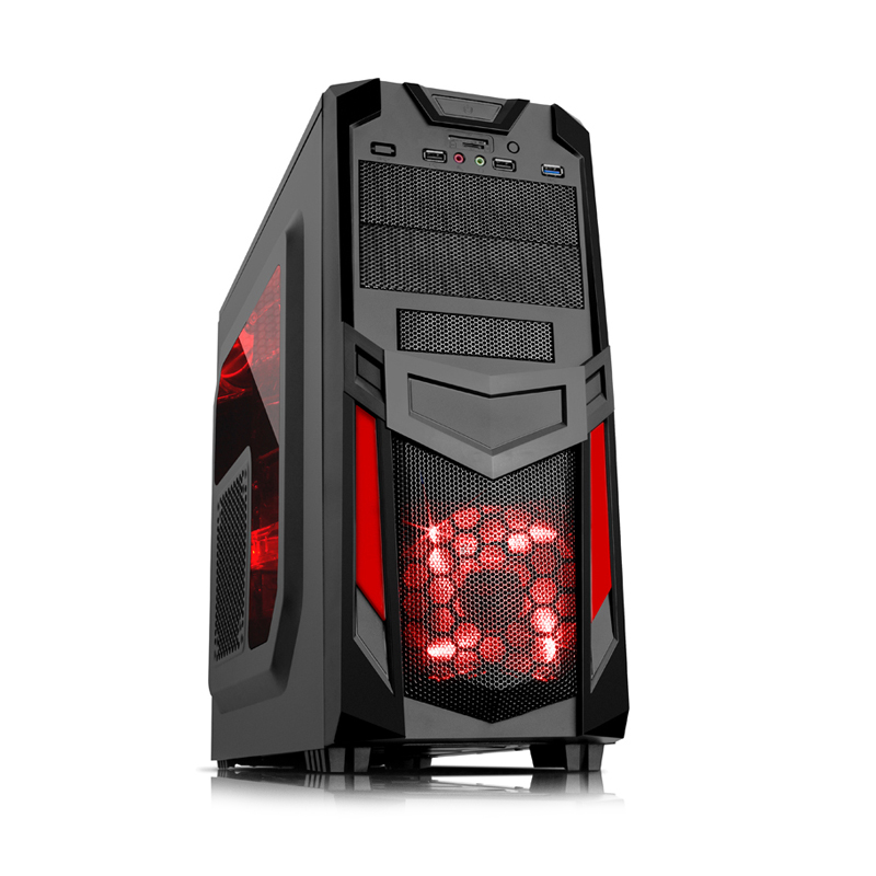 CASE ITEK INVADER R03 - Gaming Middle Tower, USB3, 12cm red fan, Trasp Wind