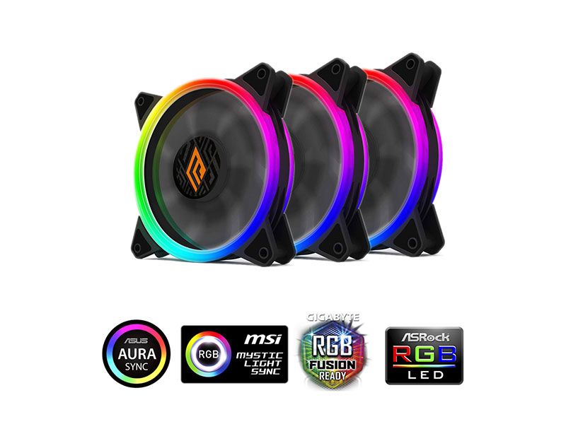 VENTOLA LIPS 3 BLACK 16LED DUAL HALO RGB foto 2