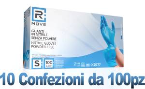 10conf. da 100pz tg.s - rmove guanti nitrile blu uso medico senza polvere