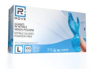 1conf. da 100pz - taglia l - rmove guanti in nitrile blu uso medico senza polvere