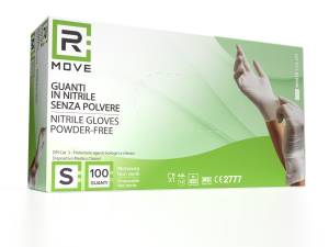 1conf. da 100pz tg.s - rmove guanti nitrile bianco uso medico senza polvere