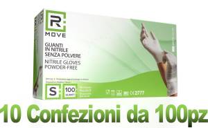 10conf. da 100pz tg.s - rmove guanti nitrile bianco uso medico senza polvere