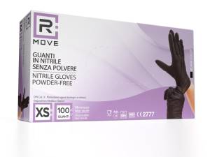 1conf. da 100pz tg.xs - rmove guanti nitrile nero uso medico senza polvere