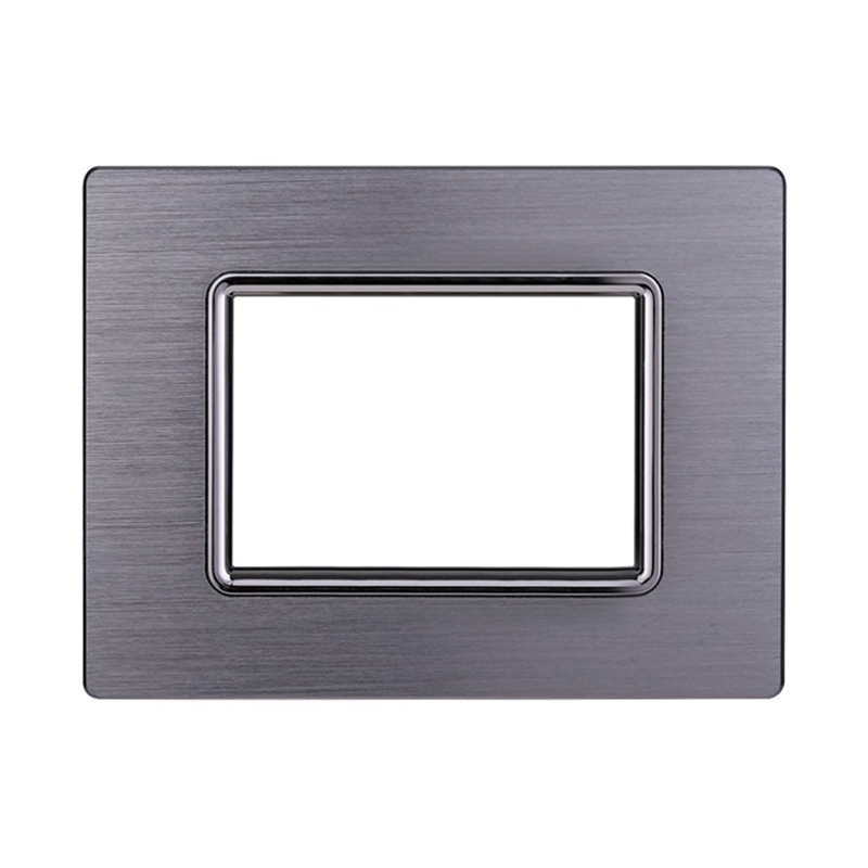 Ettroit placca in alluminio 3 moduli - serie space - argento lucido (ln86317) compatibile bticino living