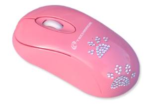 Techmade mouse usb diamond con cavo retrattile rosa