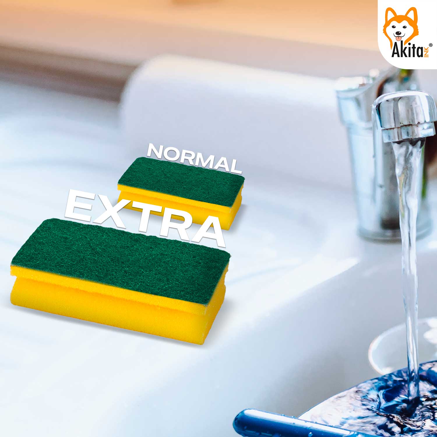 Akitaink 4 Spugne XXL Antibatteriche per Bagno e Cucina 20x12,5x9 cm foto 4