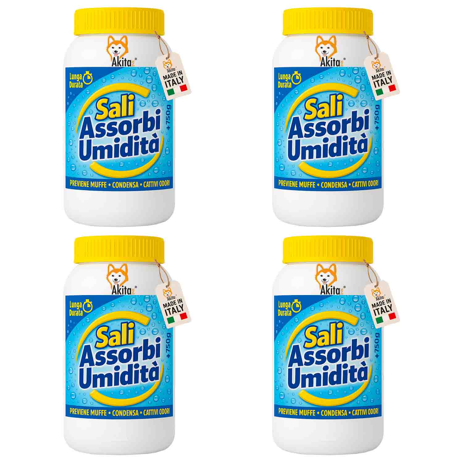 4 pz sali assorbiumidita' 750 g antimuffa ricarica universale.
