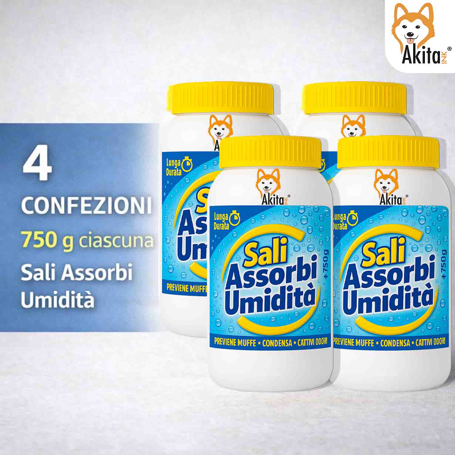 4 Pz Sali Assorbiumidita' 750 g Antimuffa Ricarica Universale foto 6