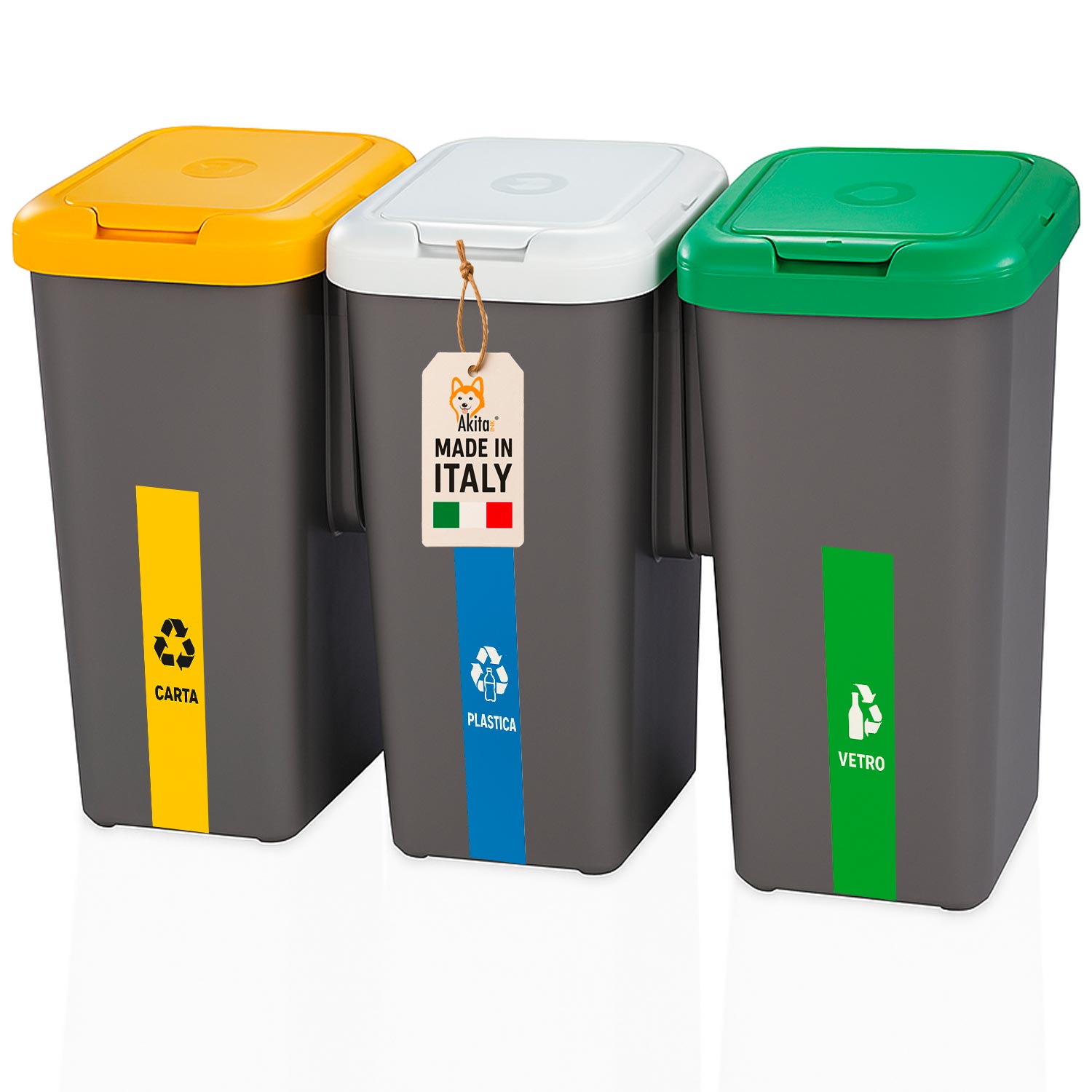 Pattumiera Differenziata 3 Scomparti 75L Akirock foto 2