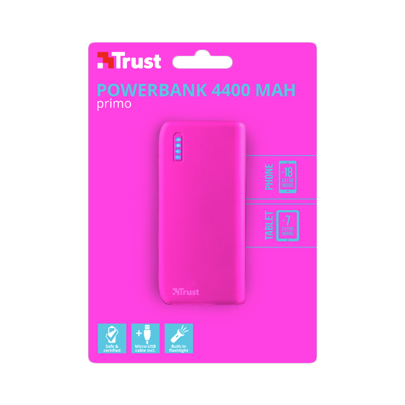 POWER BANK TRUST - Primo 4400 neon pink 22059