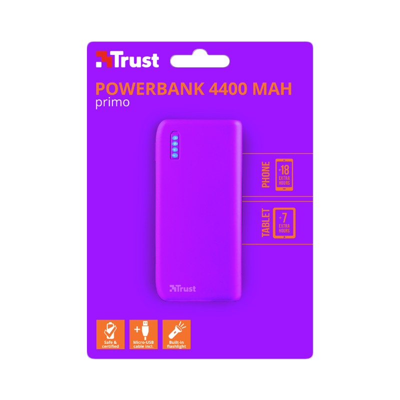 POWER BANK TRUST - Primo 4400 neon purple 22060