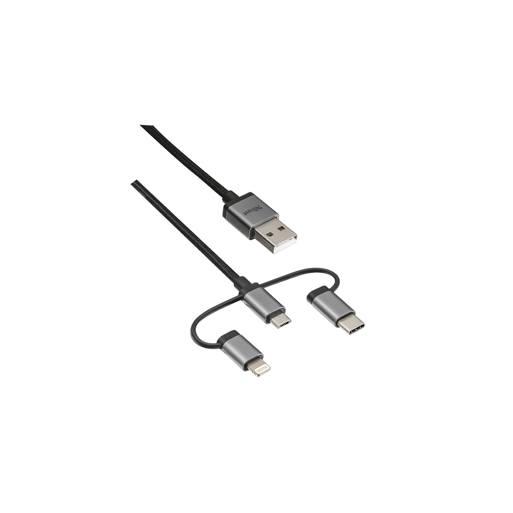 CAVO TRUST MICRO-USB USB-C LIGHTNING 480Mbps 1MT BLACK 22693