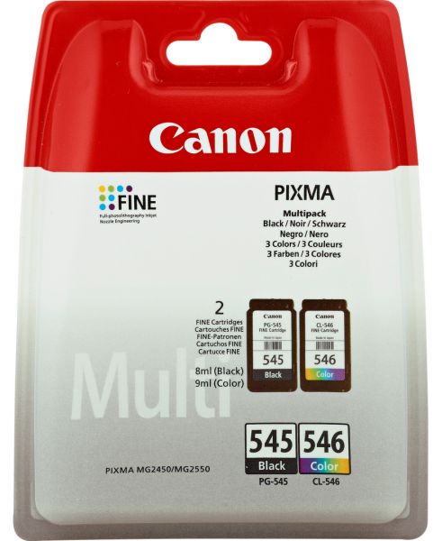 Ink canon pg-545+cl-546 multipack nero+colore per mg2450 8ml
