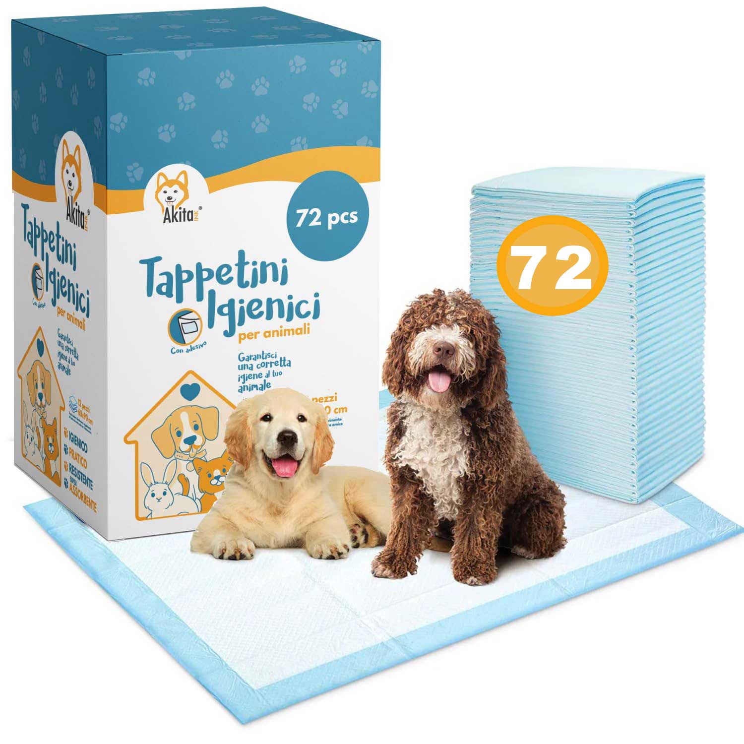 Akitaink 72 Traverse per Animali Super Assorbenti - Tappetini Igienici 60X90 cm foto 2