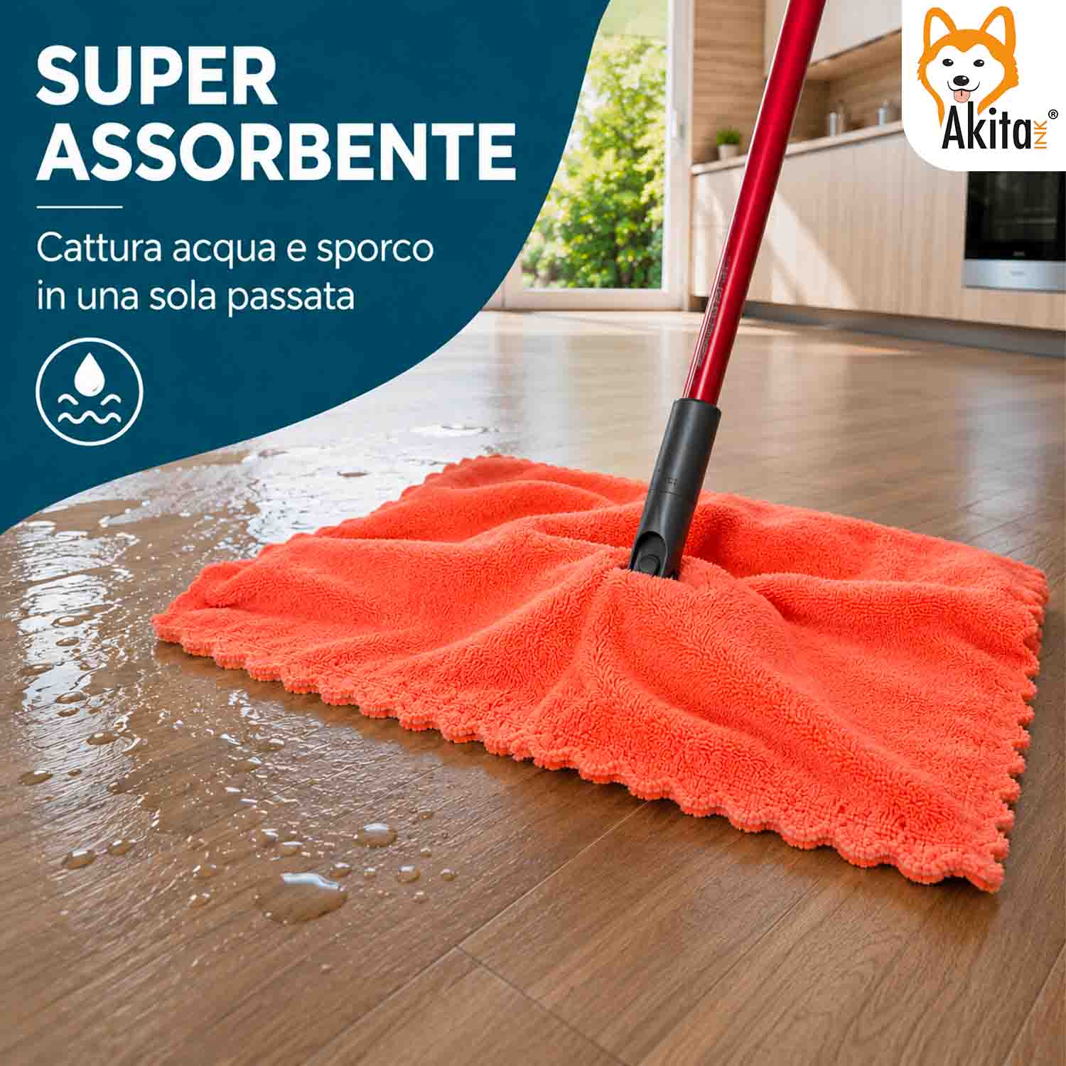 Akitaink 3 Panni Pavimenti Microfibra Duo Clean 50x70 cm foto 4