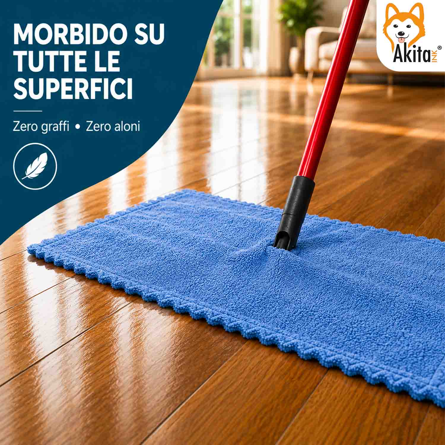 Akitaink 3 Panni Pavimenti Microfibra Duo Clean 50x70 cm foto 5