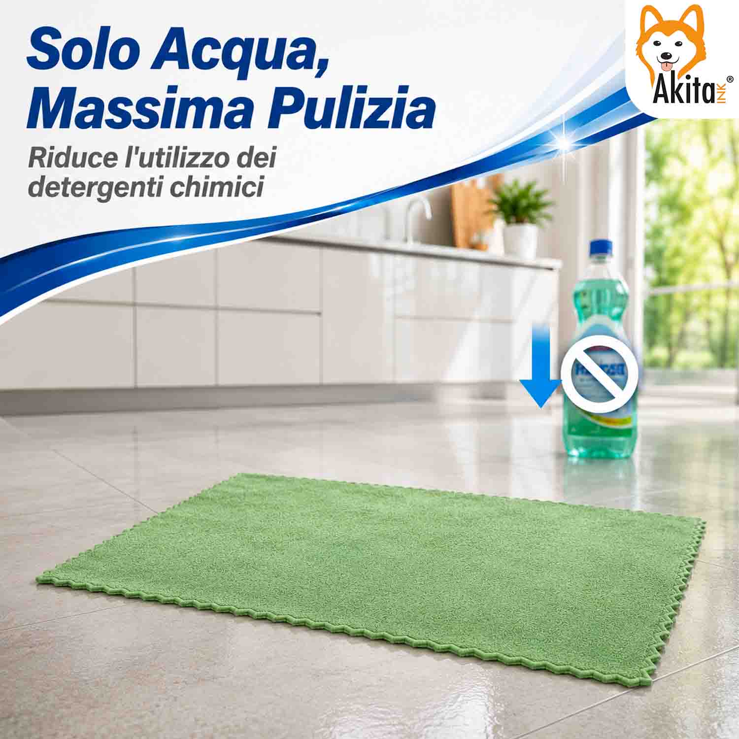Akitaink 3 Panni Pavimenti Microfibra Perla Clean 50x70 cm foto 3