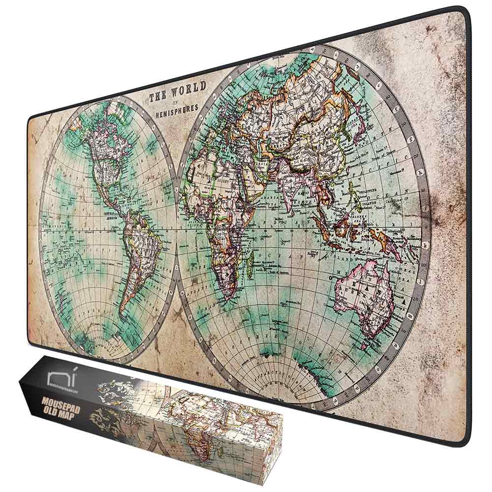 Tappetino mouse xxl mappamondo old style 900x400 grande da scrivania antiscivolo foto 2