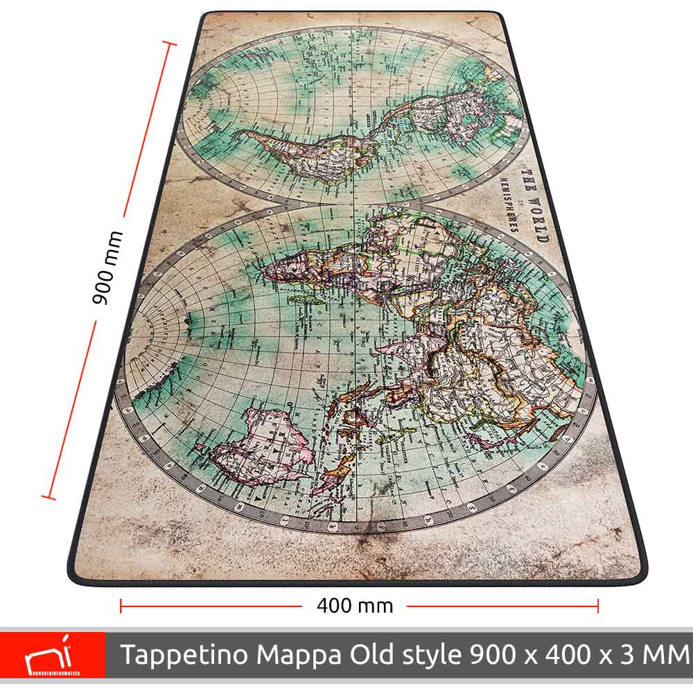 Tappetino mouse xxl mappamondo old style 900x400 grande da scrivania antiscivolo foto 4