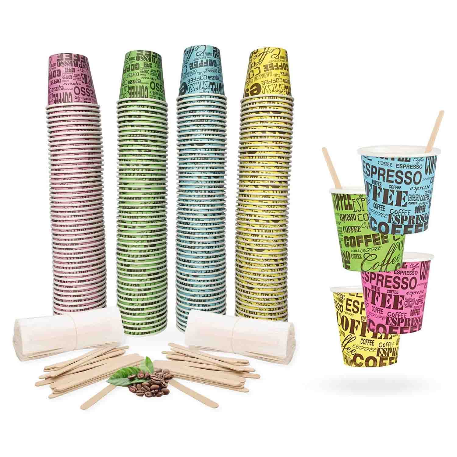 1000 bicchierini caffe' cartoncino + 1000 palette legno.