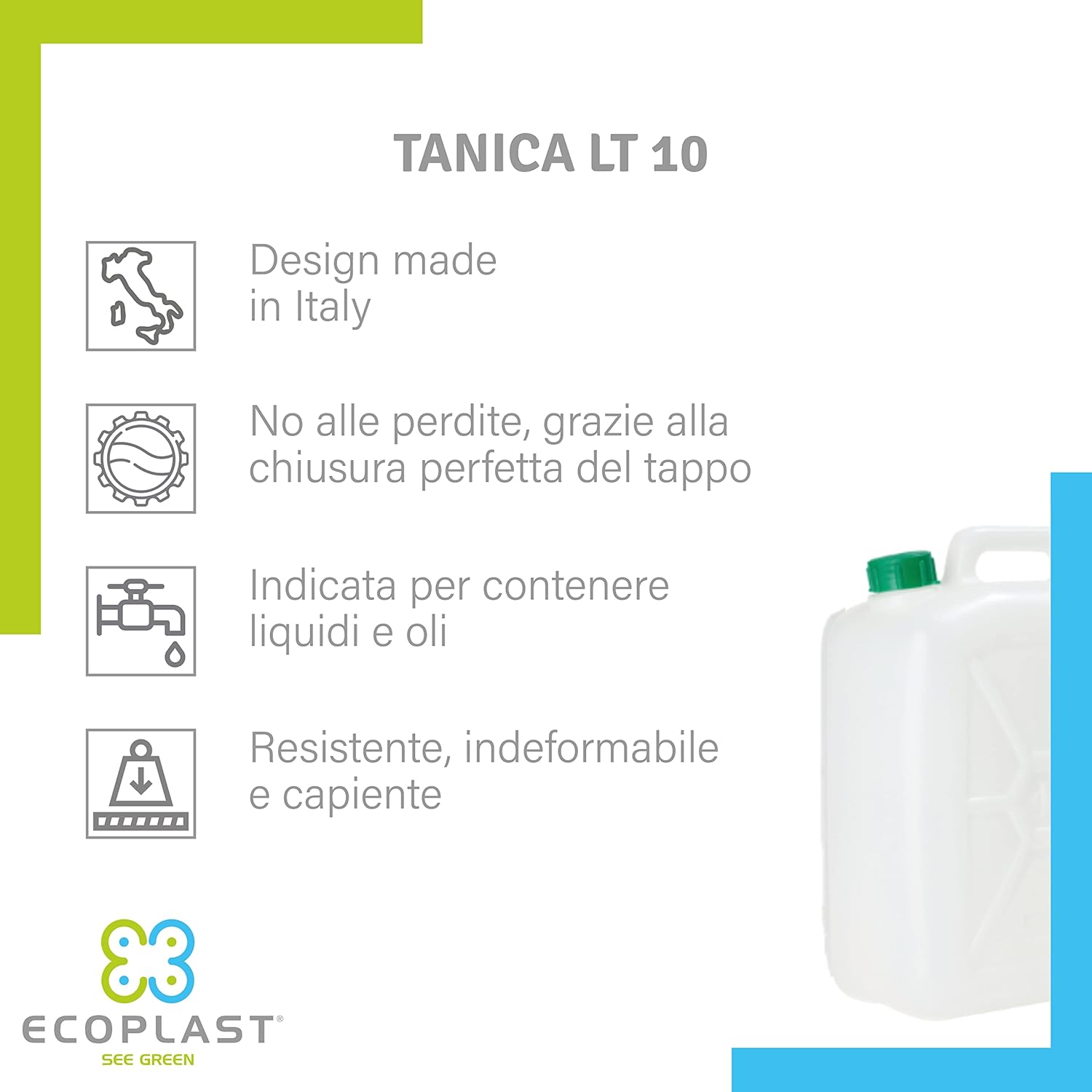 Ecoplast | Tanica 10 Litri, Fusto in Plastica, Colore Neutro foto 3