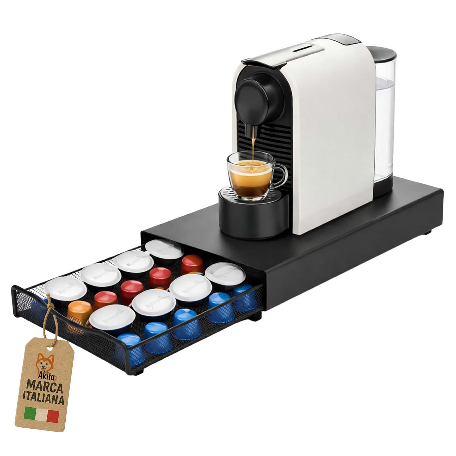 Portacapsule Caffe' con Cassetto 40 Capsule Nero foto 2
