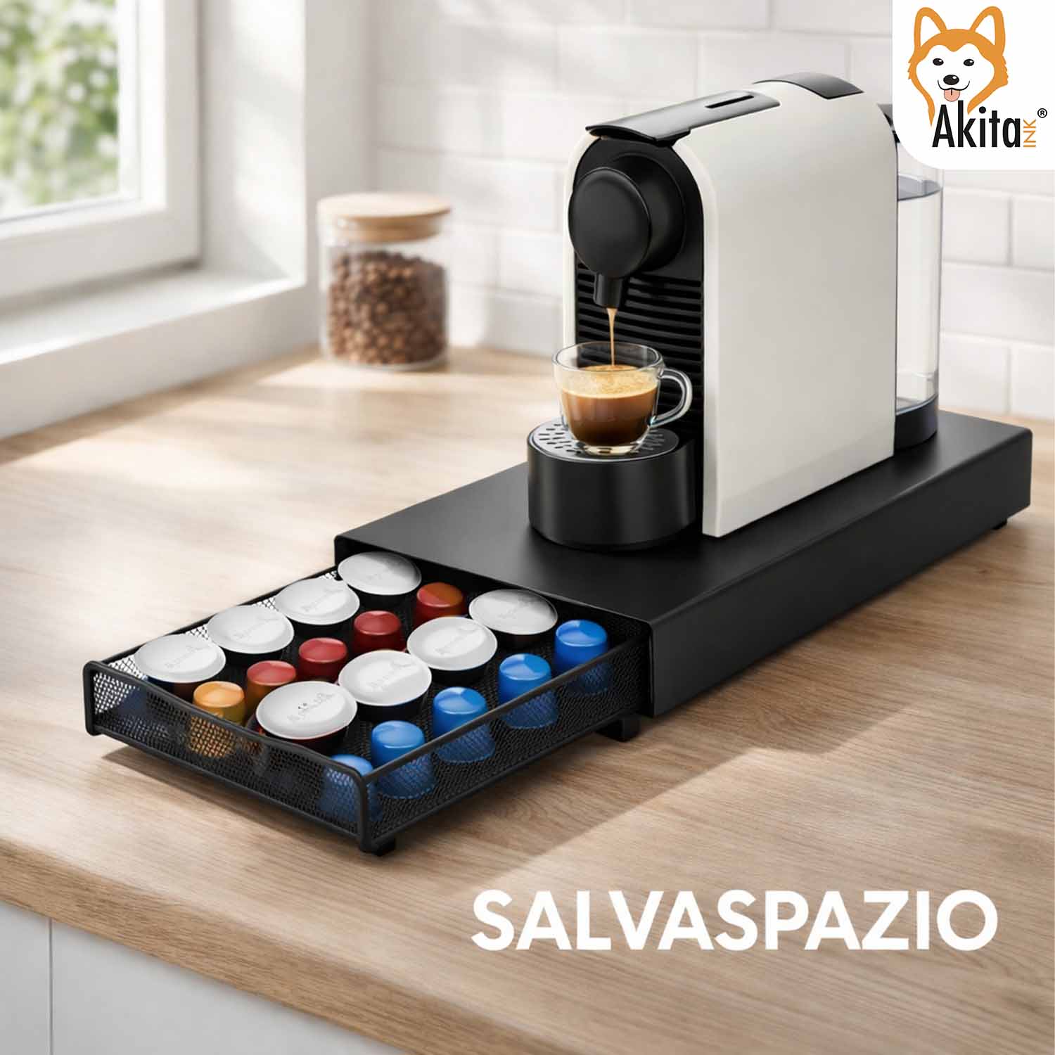 Portacapsule Caffe' con Cassetto 40 Capsule Nero foto 3